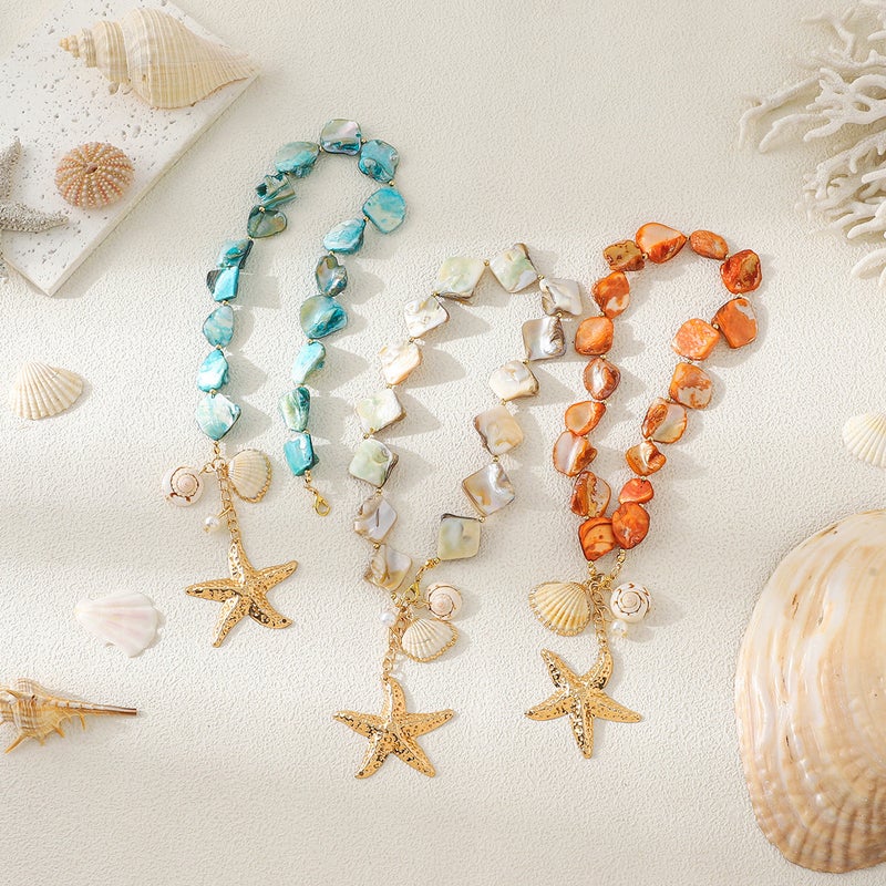 Clavicle Chain Ins Irregular Shell Beads Ocean Vacation Vintage Starfish Mermaid Necklace - Image 2
